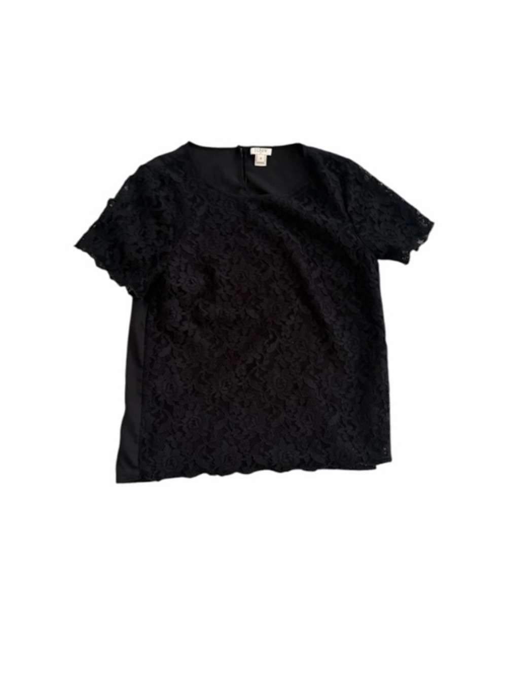 J. Crew Black Lace Short-Sleeve Women's Top
